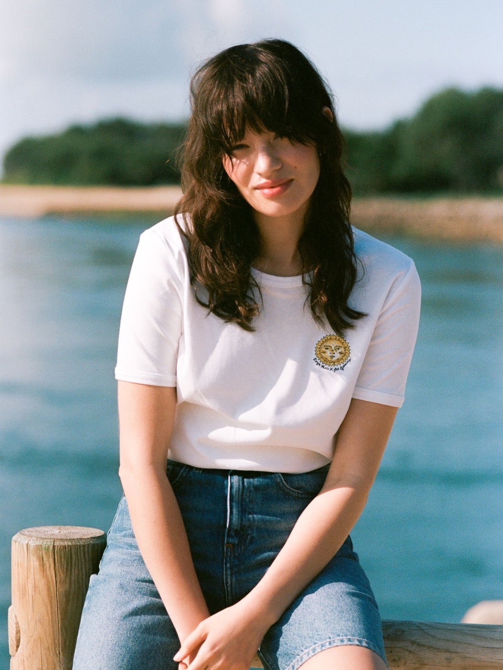 Rouje x Fee Greening Times T-Shirt Sun Round Collar Short-Sleeve Embroidered